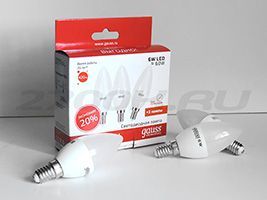 Промонабор из трех светодиодных ламп Gauss Elementary свеча LED 6W E14 (матовая) 2700K