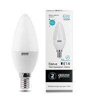 Светодиодная лампа Gauss Elementary свеча LED 6W E14 (матовая) 4100K