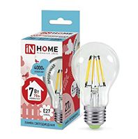 Филаментная cветодиодная лампа IN HOME Deco шар LED 7W A60 E27 (прозрачная) 4000K