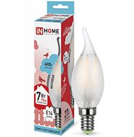 Филаментная светодиодная лампа IN HOME Deco свеча на ветру LED 7W E14 (матовая) 4000K