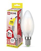 Филаментная светодиодная лампа IN HOME Deco свеча LED 7W E14 (матовая) 3000K