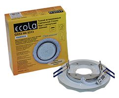 Встраиваемый светильник Ecola GX53 H4 5313 Glass хром с фасками на круглой вкладке серебряный блеск