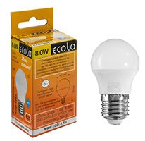 Светодиодная лампа Ecola в форме шара LED 8W G45 E27 2700K