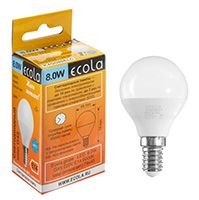 Светодиодная лампа Ecola в форме шара LED 8W G45 E14 6000K