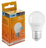 Светодиодная лампа Ecola в форме шара LED 7W G45 E27 6500K