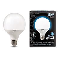 Светодиодная лампа Gauss шар LED 16W G95 E27 (матовая) 4100K