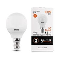 Светодиодная лампа Gauss Elementary шар LED 10W G45 E14 (матовая) 2700K