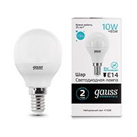 Светодиодная лампа Gauss Elementary шар LED 10W G45 E14 (матовая) 4100K