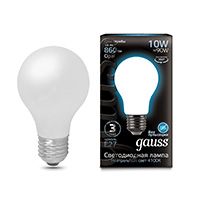 Филаментная светодиодная лампа Gauss шар LED 10W A60 E27 (матовая) 4100K