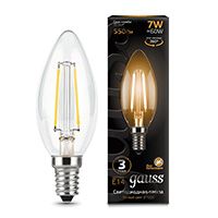 Филаментная cветодиодная лампа Gauss свеча LED 7W E14 (прозрачная) 2700K