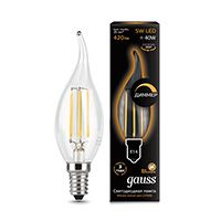 Диммируемая филаментная лампа Gauss свеча на ветру LED 5W E14 (прозрачная) 2700K