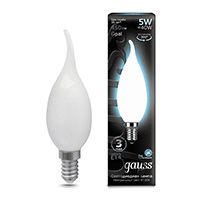 Филаментная cветодиодная лампа Gauss свеча на ветру LED 5W E14 (матовая) 4100K