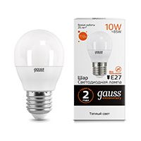 Светодиодная лампа Gauss Elementary шар LED 10W G45 E27 (матовая) 2700K