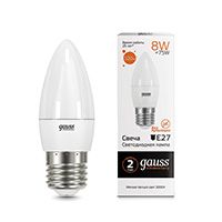 Светодиодная лампа Gauss Elementary свеча LED 8W E27 (матовая) 2700K