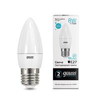 Светодиодная лампа Gauss Elementary свеча LED 8W E27 (матовая) 4100K