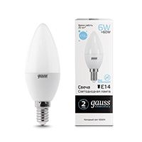 Светодиодная лампа Gauss Elementary свеча LED 6W E14 (матовая) 6500K