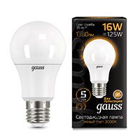 Светодиодная лампа Gauss шар LED 16W A60 E27 (матовая) 3000K