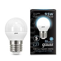 Светодиодная лампа Gauss шар LED 9,5W G45 E27 (матовая) 4100K