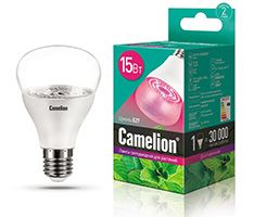 Светодиодная лампа для растений Camelion BIO LED 15W E27 (прозрачная) сине-красного спектра