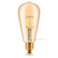 Светодиодная ретро лампа Sun-Lumen LED 4W ST64 4F38 E27 (золотистая) 2200K