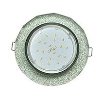 Встраиваемый светильник Ecola GX53 H4 LD5313 Glass хром с подсветкой и фасками на круглой вкладке с серебряным блеском