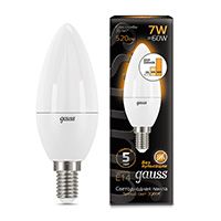 Светодиодная лампа Gauss свеча LED 7W E14 со ступенчатым диммированием (матовая) 2700K