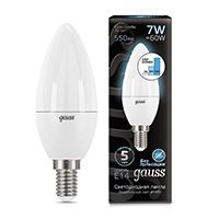 Светодиодная лампа Gauss свеча LED 7W E14 со ступенчатым диммированием (матовая) 4100K