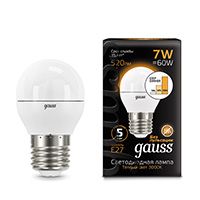 Светодиодная лампа Gauss шар LED 7W G45 E27 со ступенчатым диммированием (матовая) 2700K