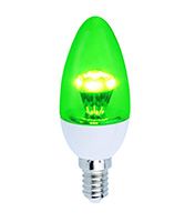 Светодиодная лампа Ecola свеча LED 3W E14 (прозрачная) искристая пирамида зеленая