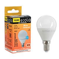 Светодиодная лампа Ecola шар LED Premium 10W G45 E14 (матовая) 2700K