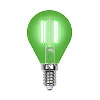 Филаментная светодиодная лампа Uniel Air шар LED 5W G45 E14 (прозрачная) зеленая