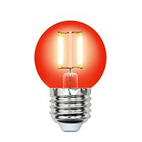 Филаментная светодиодная лампа Uniel Air шар LED 5W G45 E27 (прозрачная) красная
