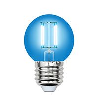 Филаментная светодиодная лампа Uniel Air шар LED 5W G45 E27 (прозрачная) синяя