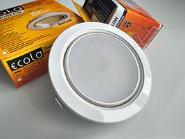 Встраиваемый светильник Ecola GX70-H5 белый с лампой 13W (матовое стекло) 4200K - РАСПРОДАЖА